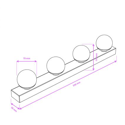 Brilagi - Éclairage LED pour miroir de salle de bains HOLLYWOOD 4xLED/3W/230V 53 cm IP44 noir
