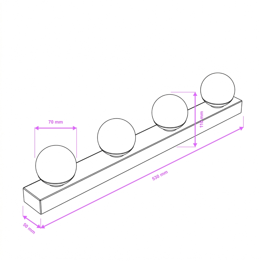 Brilagi - Éclairage LED pour miroir de salle de bains HOLLYWOOD 4xLED/3W/230V 53 cm IP44 noir