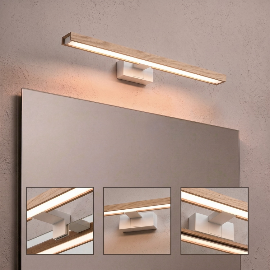 Brilagi - Éclairage LED pour miroir de salle de bains 3-en-1 WOODY MIRROR LED/12W/230V 60 cm IP44 blanc/chêne