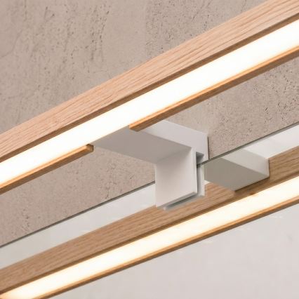 Brilagi - Éclairage LED pour miroir de salle de bains 3-en-1 WOODY MIRROR LED/12W/230V 60 cm IP44 blanc/chêne