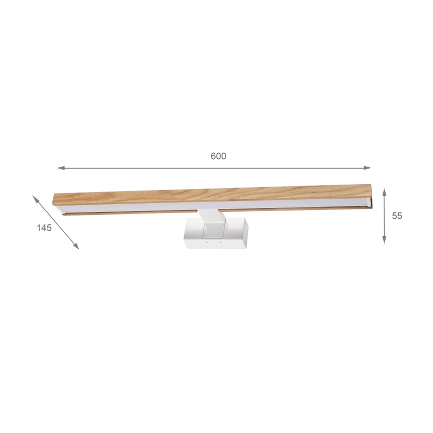 Brilagi - Éclairage LED pour miroir de salle de bains 3-en-1 WOODY MIRROR LED/12W/230V 60 cm IP44 blanc/chêne
