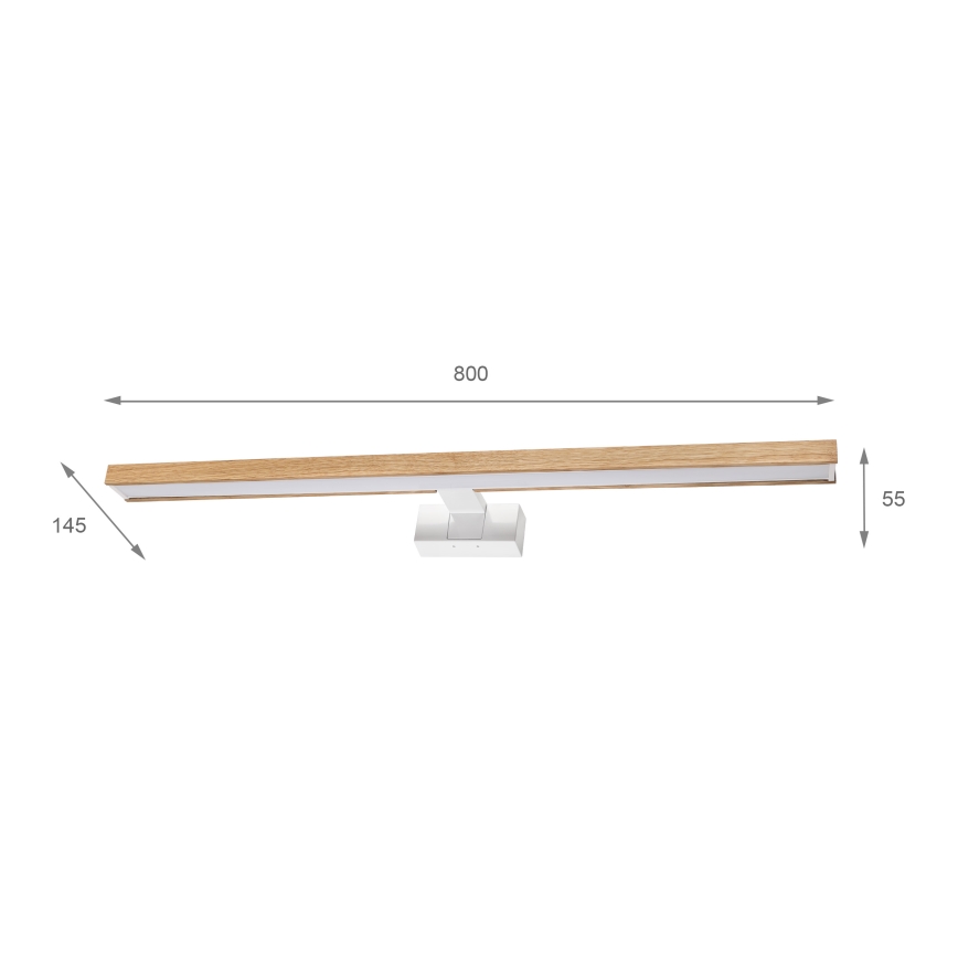 Brilagi - Éclairage LED 3-en-1 pour miroir de salle de bains WOODY MIRROR LED/15W/230V 80 cm IP44 blanc/chêne
