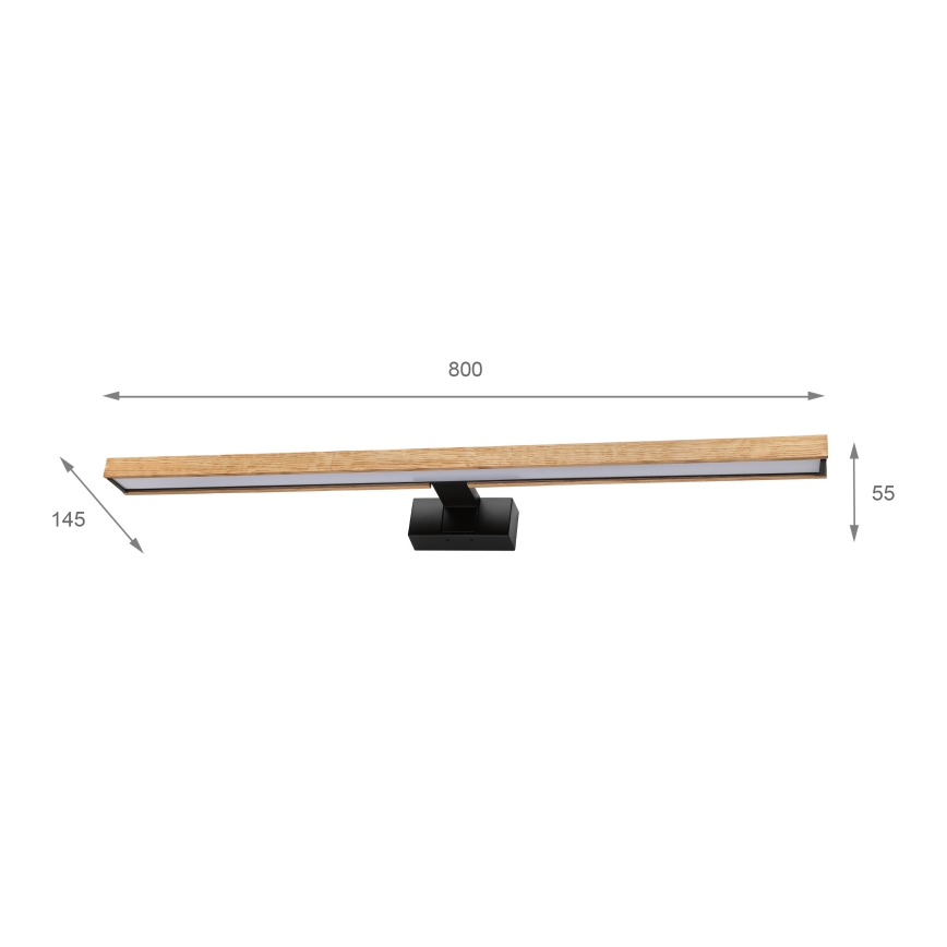 Brilagi - Éclairage miroir 3 en 1 pour salle de bains WOODY MIRROR LED/15W/230V 80 cm IP44 noir/chêne