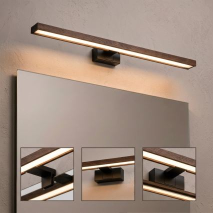 Brilagi - Éclairage miroir LED 3 en 1 WOODY MIRROR LED/15W/230V 80 cm IP44 noir/chêne-noix