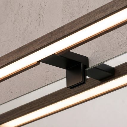 Brilagi - Éclairage miroir LED 3 en 1 WOODY MIRROR LED/15W/230V 80 cm IP44 noir/chêne-noix