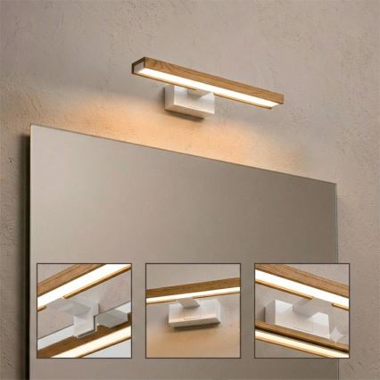 Brilagi - Éclairage LED 3-en-1 pour miroir de salle de bains WOODY MIRROR LED/8W/230V 40 cm IP44 blanc/chêne