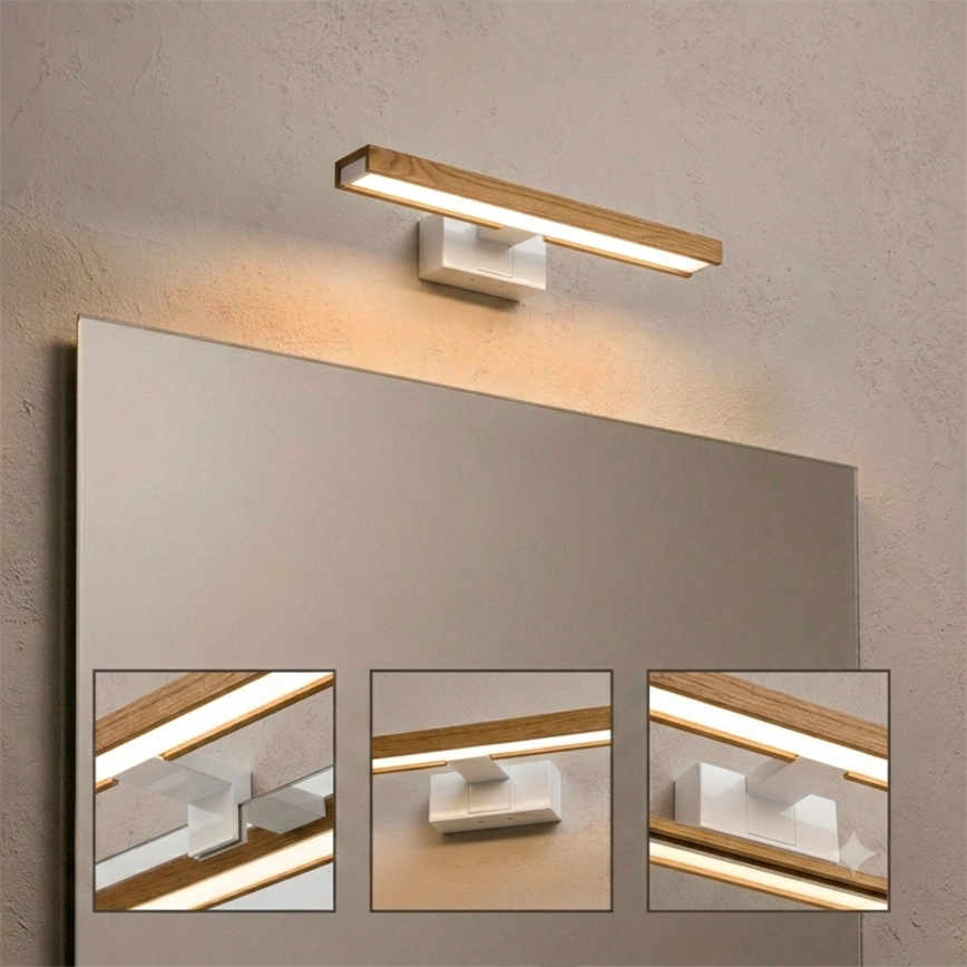 Brilagi - Éclairage LED 3-en-1 pour miroir de salle de bains WOODY MIRROR LED/8W/230V 40 cm IP44 blanc/chêne