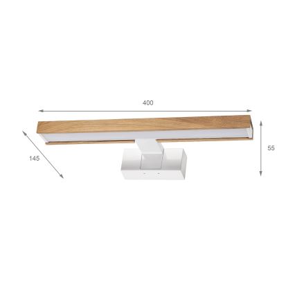 Brilagi - Éclairage LED 3-en-1 pour miroir de salle de bains WOODY MIRROR LED/8W/230V 40 cm IP44 blanc/chêne