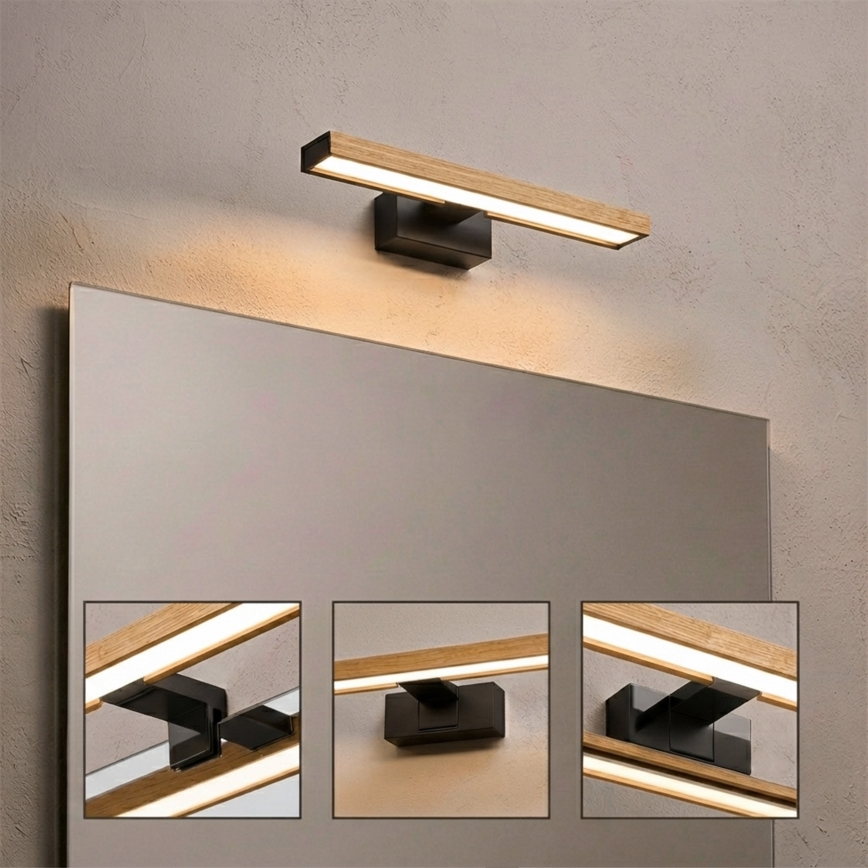 Brilagi - Éclairage LED 3 en 1 pour miroir de salle de bains WOODY MIRROR LED/8W/230V IP44 noir/chêne