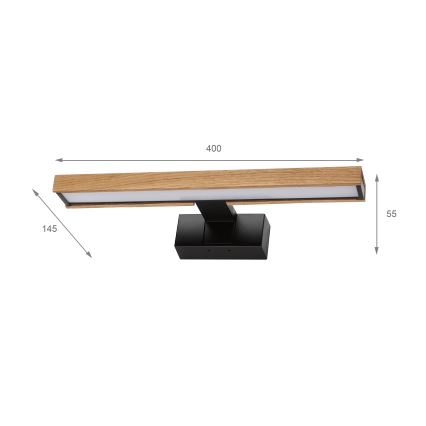 Brilagi - Éclairage LED 3 en 1 pour miroir de salle de bains WOODY MIRROR LED/8W/230V IP44 noir/chêne