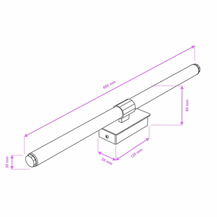 Brilagi - Éclairage LED pour miroir de salle de bains DIANA LED/10W/230V 60 cm IP44 noir