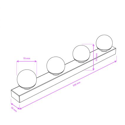 Brilagi - Éclairage LED pour miroir de salle de bains HOLLYWOOD 4xLED/3W/230V 53 cm IP44 doré