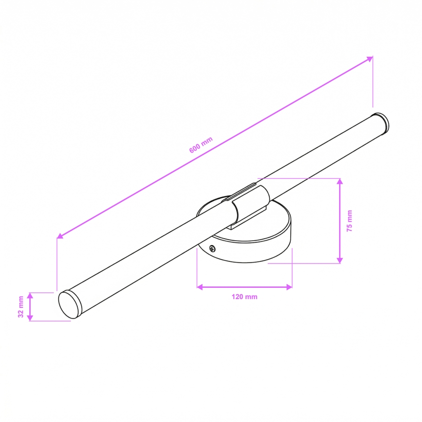 Brilagi - Éclairage LED pour miroir de salle de bains LARA LED/10W/230V 60 cm IP44 noir