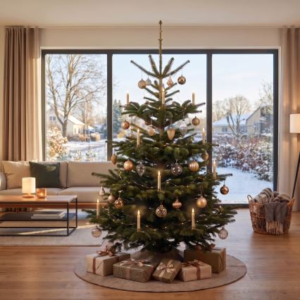 BRILAGI - Guirlande LED pour sapin de Noël 10xLED/10xAAA dorée + télécommande