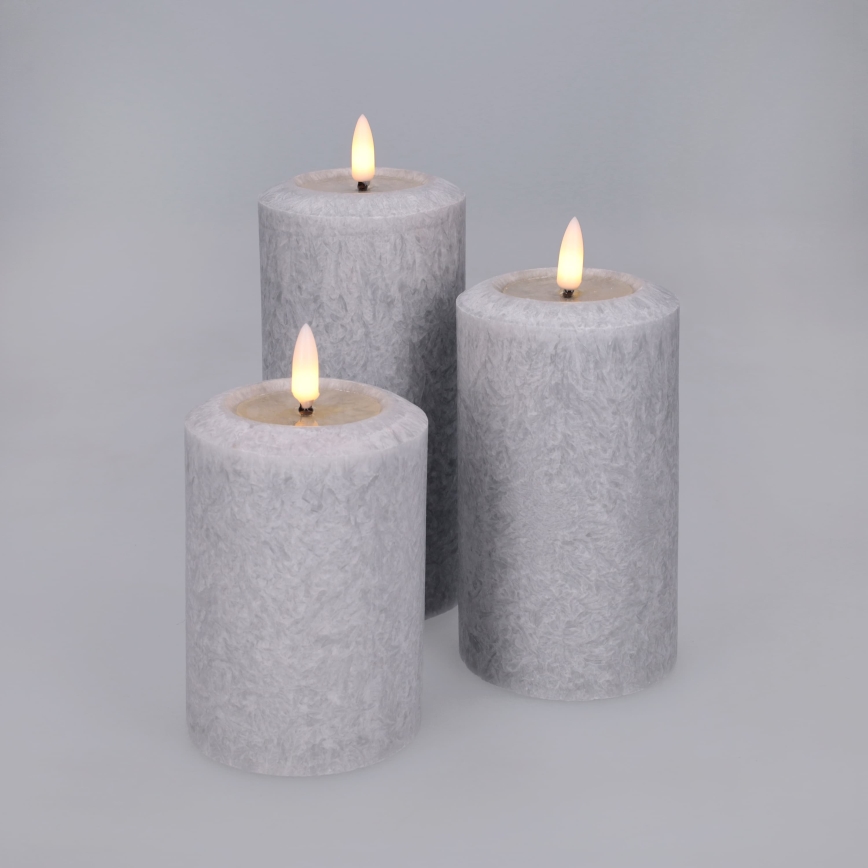 BRILAGI - Ensemble de 3 bougies LED (2xAA), grises