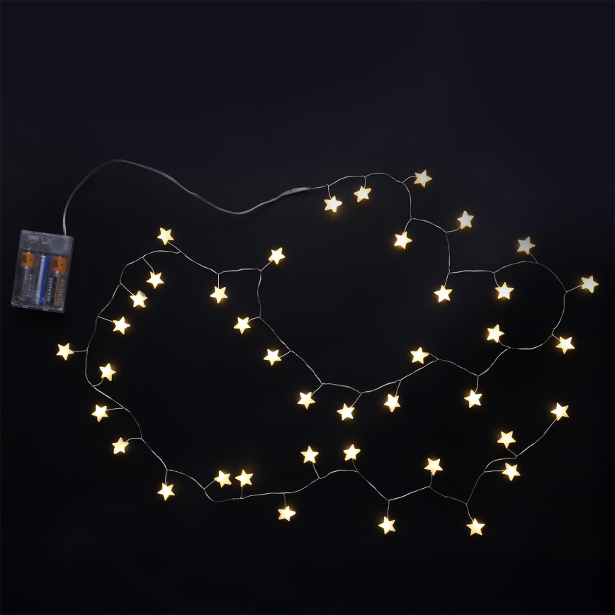 Brilagi - Guirlande de Noël à LED 40xLED/3xAA 1,8m blanc chaud étoiles