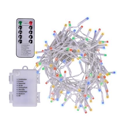 Brilagi - Guirlande de Noël LED extérieure 120xLED/8 fonctions/3xAA 9,5m IP44 multicolore + télécommande