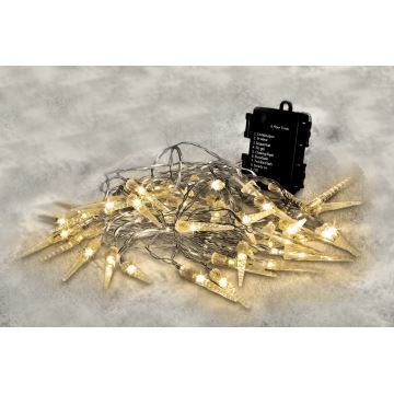 Brilagi - Guirlande de Noël extérieure LED 50xLED/8 fonctions/3xAA 8m IP44 blanc chaud