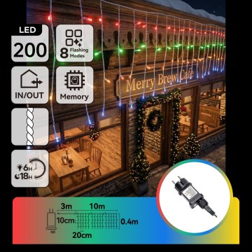 BRILAGI - Guirlande de Noël LED d'extérieur 200xLED/3,6W/8 fonctions 13x0,4m IP44 multicolore