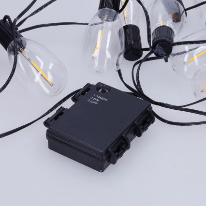 Brilagi - Guirlande de Noël LED extérieure 10xLED/3xAA 3,2 m IP44 blanc chaud