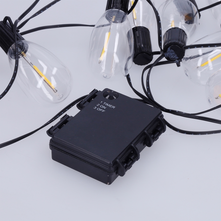 Brilagi - Guirlande de Noël LED extérieure 10xLED/3xAA 3,2 m IP44 blanc chaud