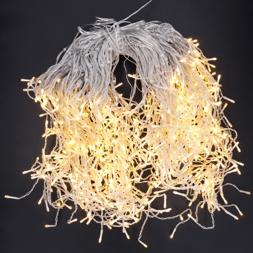 BRILAGI - Guirlande lumineuse de Noël extérieure 1200 LED / 8 fonctions, 63 m, IP44, blanc chaud, effet stalactites