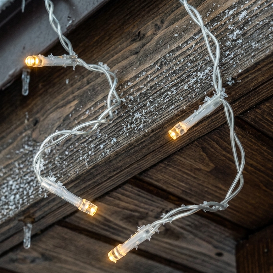 BRILAGI - Guirlande lumineuse de Noël extérieure 1200 LED / 8 fonctions, 63 m, IP44, blanc chaud, effet stalactites