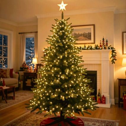 BRILAGI - Guirlande solaire de Noël à LED 300 LED / 8 fonctions, 32 m, 1200 mAh, IP65, blanc chaud