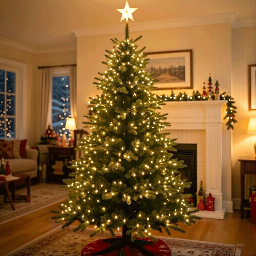 BRILAGI - Guirlande solaire de Noël à LED 300 LED / 8 fonctions, 32 m, 1200 mAh, IP65, blanc chaud