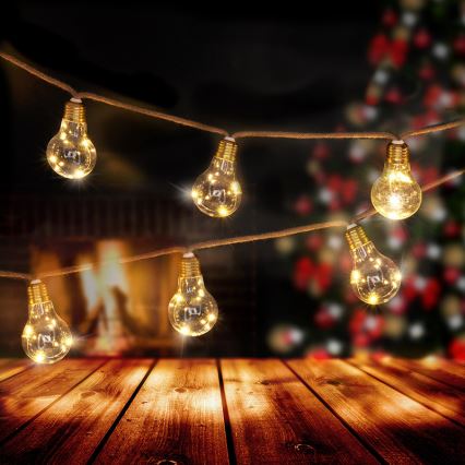 Brilagi - Guirlande décorative LED 10 LEDs/3xAA 1,8 m blanc chaud