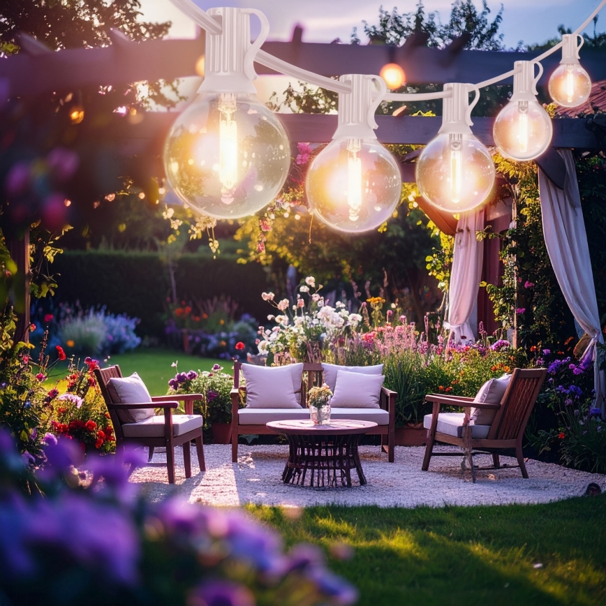 Brilagi - Guirlande décorative LED d'extérieur GIRLANDA 10xE12/0,6W/230V 8m blanche IP44 blanc chaud