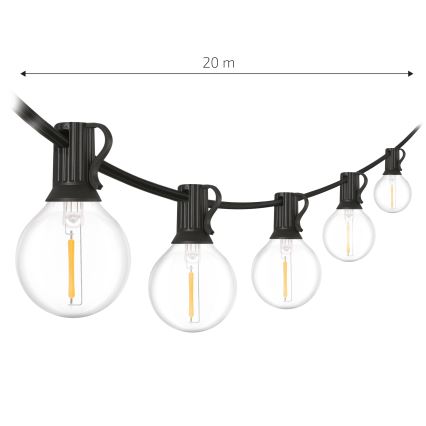 Brilagi - Guirlande LED décorative d'extérieur GIRLANDA 25xE12/0,6W/230V 20m noire IP44 blanc chaud + télécommande