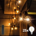 Brilagi - Guirlande décorative LED d'extérieur GIRLANDA 25xE12/0,6W/24V 20m noire IP44 blanc chaud + télécommande