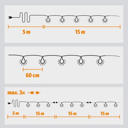 Brilagi - Guirlande LED décorative d'extérieur GIRLANDA 25xE12/0,8W/24V 20m IP44 blanc froid