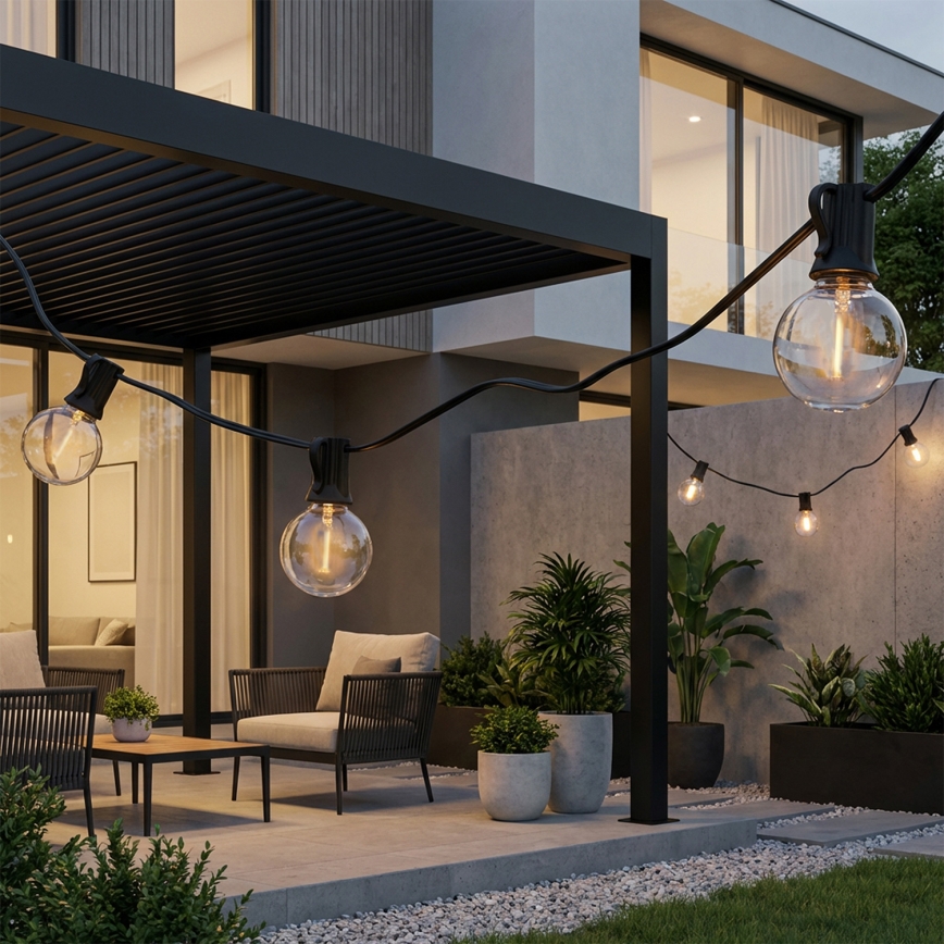 Brilagi - Guirlande décorative LED d'extérieur GIRLANDA 25xE12/0,36W/24V 20m noir IP44 blanc chaud