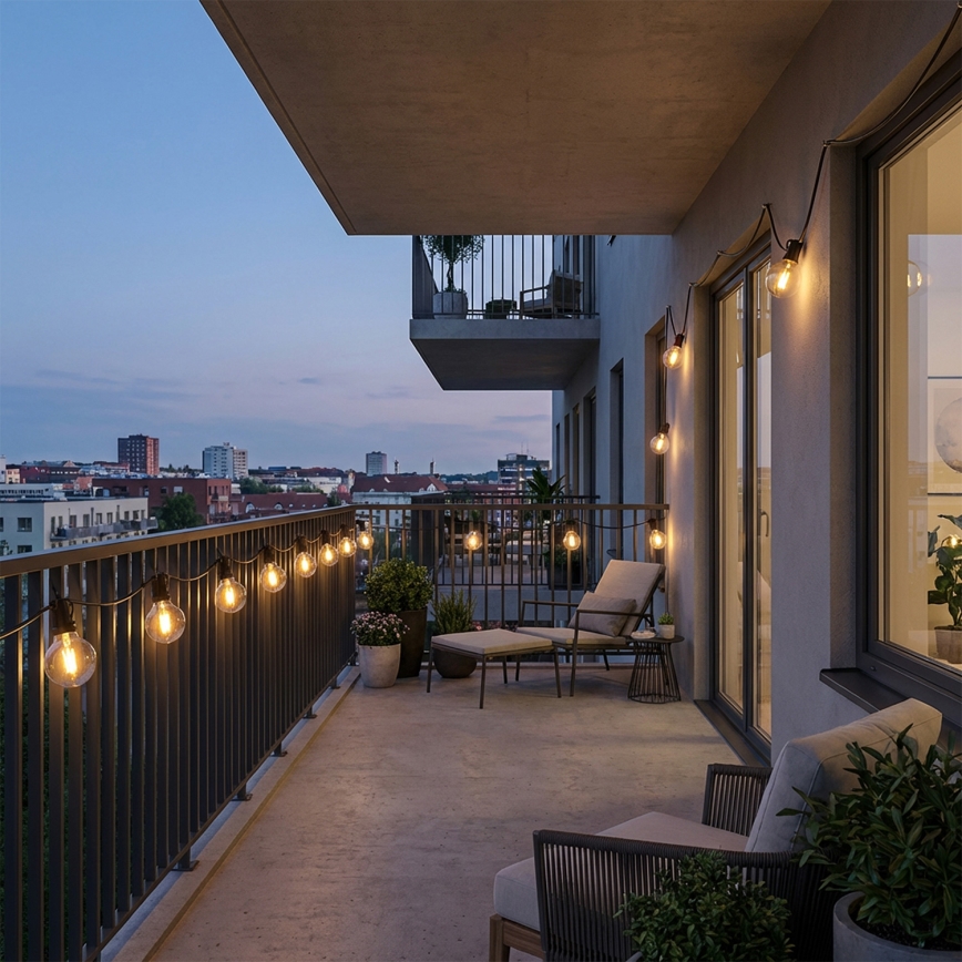 Brilagi - Guirlande décorative LED d'extérieur GIRLANDA 25xE12/0,36W/24V 20m noir IP44 blanc chaud