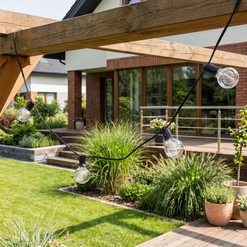 Brilagi - Guirlande décorative LED d'extérieur GIRLANDA 10xE12/0,6W/230V 8m noire IP44 blanc chaud