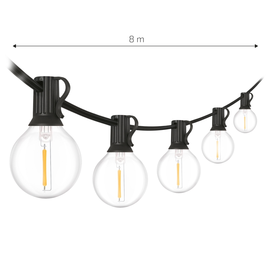 Brilagi - Guirlande décorative LED d'extérieur GIRLANDA 10xE12/0,6W/230V 8m noire IP44 blanc chaud