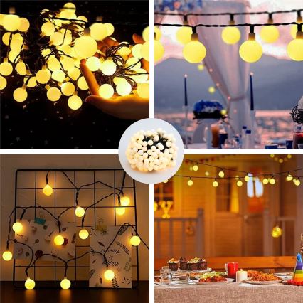 BRILAGI - Guirlande solaire décorative LED BUBBLE 200xLED/8 fonctions 20m IP65 blanc chaud 800 mAh