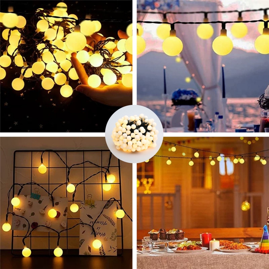 BRILAGI - Guirlande solaire décorative LED BUBBLE 200xLED/8 fonctions 20m IP65 blanc chaud 800 mAh