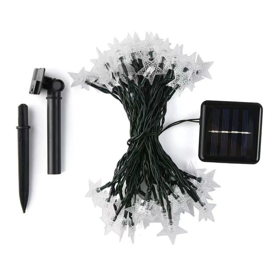 Brilagi - Guirlande décorative solaire STARS 50xLED/8 fonctions 7m IP65 blanc chaud 600 mAh