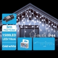 BRILAGI - Guirlande LED de Noël pour l'extérieur 1500 LED / 12 W / 8 fonctions 78 x 0,6 m IP44 blanc froid