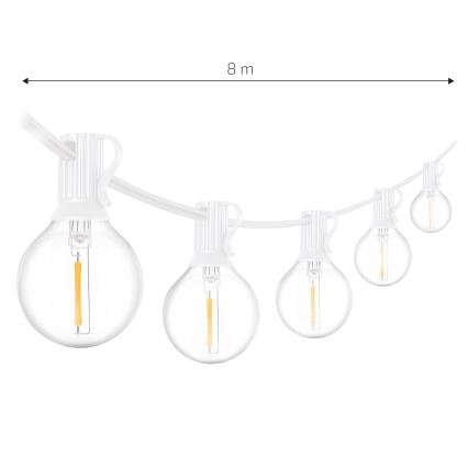Brilagi - Guirlande LED décorative d'extérieur GIRLANDA 10xE12/0,6W/230V 8m blanche IP44 blanc chaud