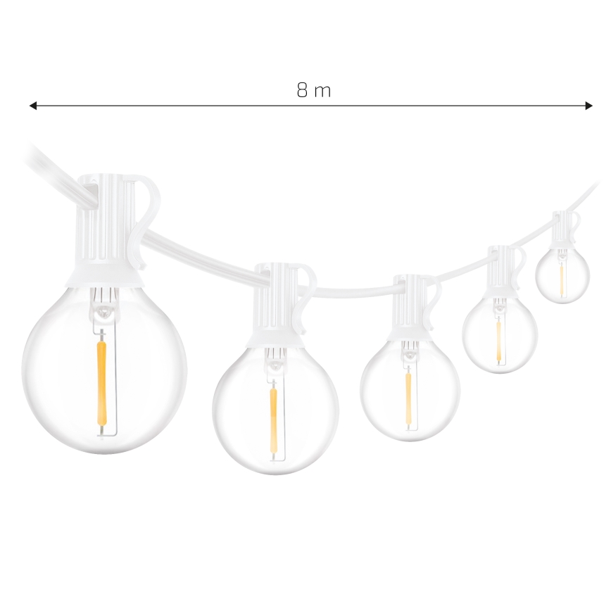 Brilagi - Guirlande LED décorative d'extérieur GIRLANDA 10xE12/0,6W/230V 8m blanche IP44 blanc chaud