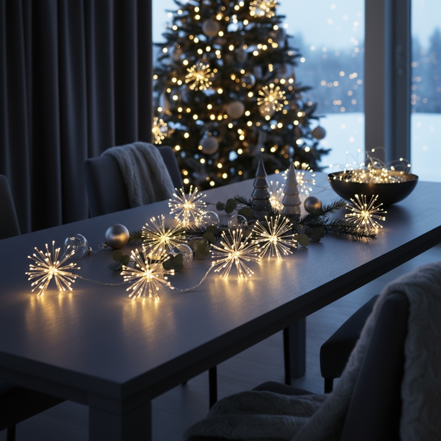 Brilagi - Guirlande LED d'extérieur 150 LED 5 m IP44 blanc chaud effet feu d'artifice