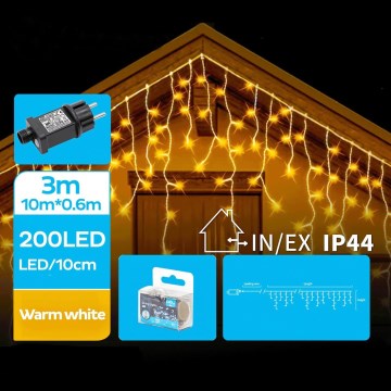 Brilagi - Guirlande LED d'extérieur 200 LED / 8 fonctions 13x0,6 m IP44 blanc chaud