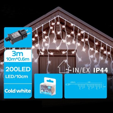 Brilagi - Guirlande LED d'extérieur 200xLED/8 fonctions 13x0,6m IP44 blanc froid