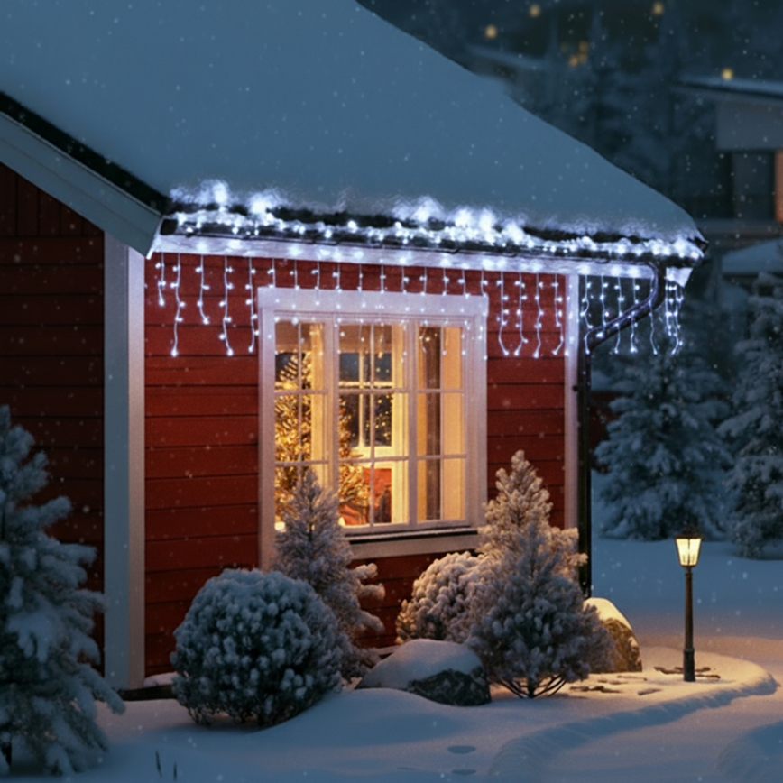 Brilagi - Guirlande LED d'extérieur 400 LED / 8 fonctions, 23 m, IP44, blanc froid