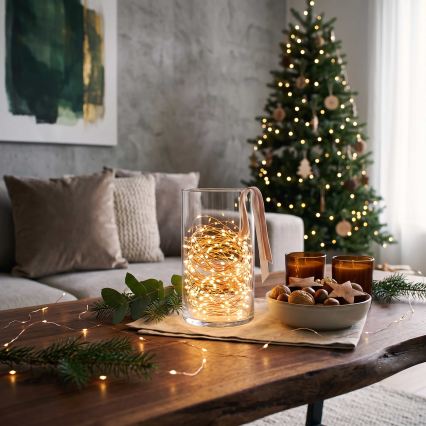Brilagi - Guirlande lumineuse de Noël à LED 100xLED/3xAA 10m blanc chaud