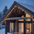 BRILAGI - Guirlande lumineuse de Noël extérieure 1200 LED / 8 fonctions, 63 m, IP44, blanc chaud, effet stalactites
